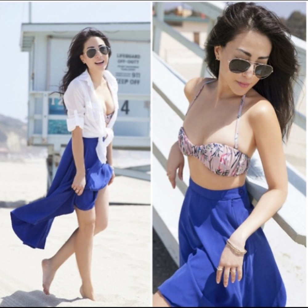 American Apparel midi blue skirt